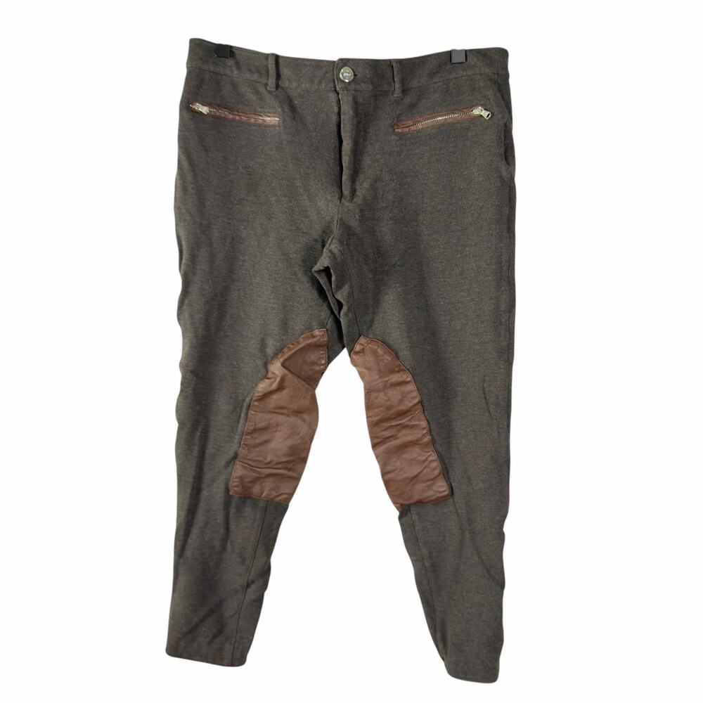Ralph Lauren Equestrian Riding Pants Suede Knee Patch Charcoal Gray Jodhpur L